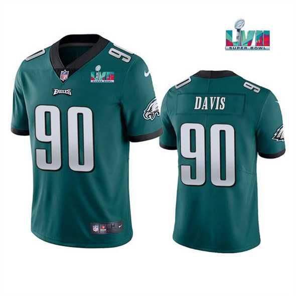 Men & Women & Youth Philadelphia Eagles #90 Jordan Davis Green Super Bowl LVII Patch Vapor Untouchable Limited Stitched Jersey